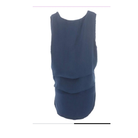 H by Halsten Sleeveless Knit Top with Cascade Overlay Detail, Naby, 1X - Picture 2 of 3